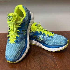 Saucony Blue and Neon Yellow Athletic Shoes